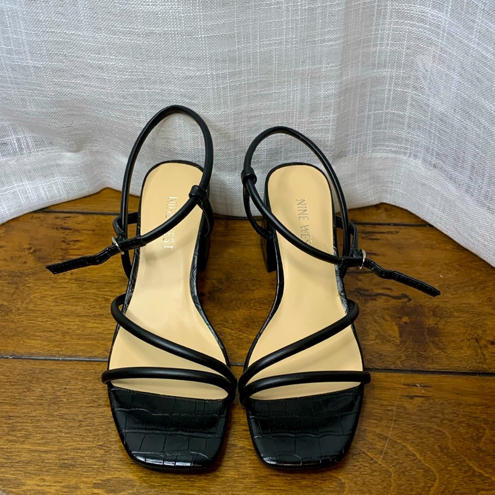 Nine West- black gator print heels